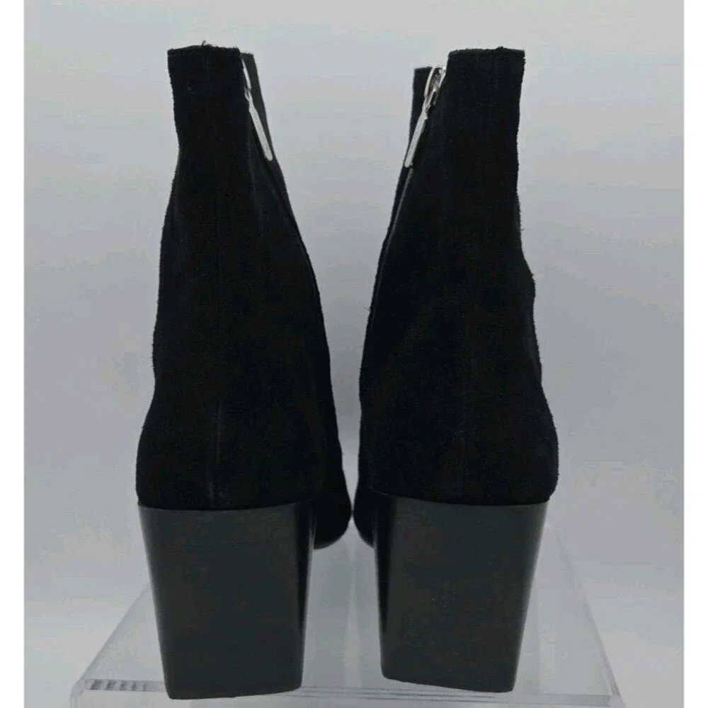Blondo Sadie Waterproof Bootie Woman Black Suede Ankle Block Heel Boots Size 9